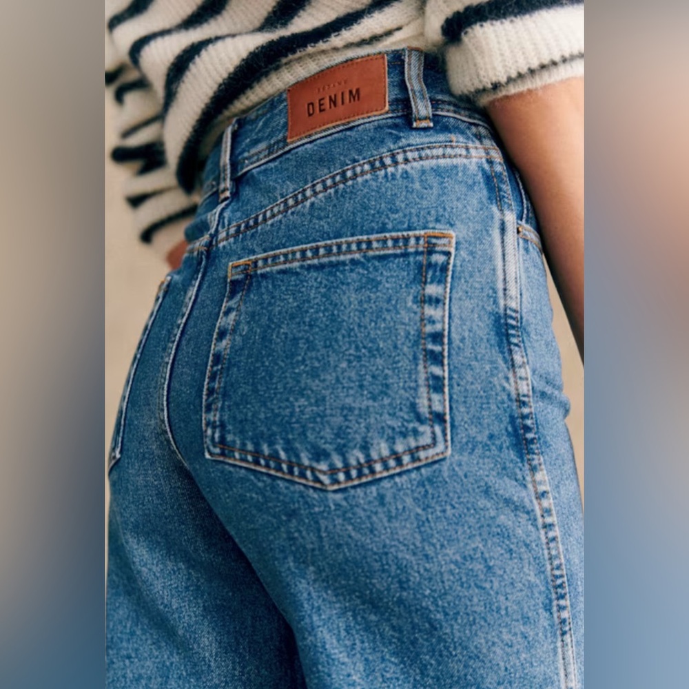 Sezane High-Rise Light Blue Denim Buttonfly Jeans